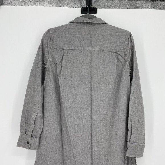 BDG Grey button down slit sides  fringe hem shirt - Picture 7 of 13